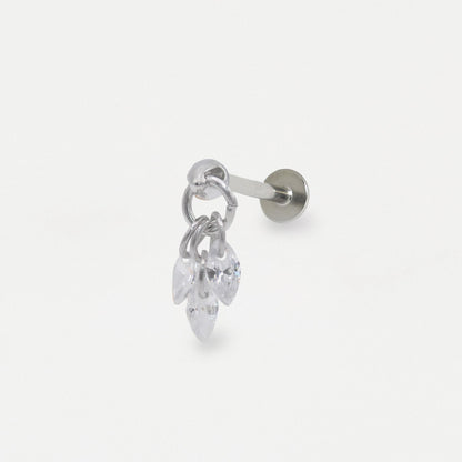 Steel Trio Teardrop Labret - Internally Threaded