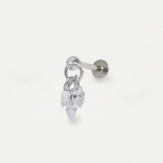 Steel Trio Teardrop Labret - Internally Threaded