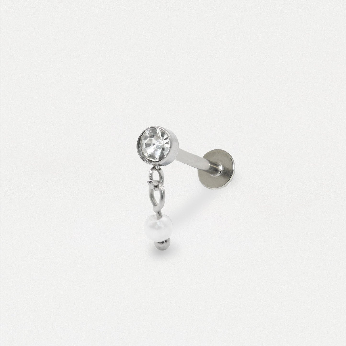 Steel Pearl Drop Labret Stud - Internally Threaded
