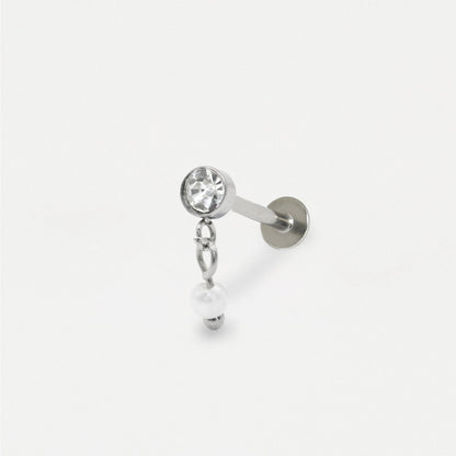 Steel Pearl Drop Labret Stud - Internally Threaded