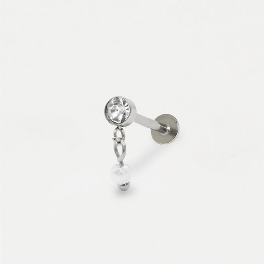 Steel Pearl Drop Labret Stud - Internally Threaded