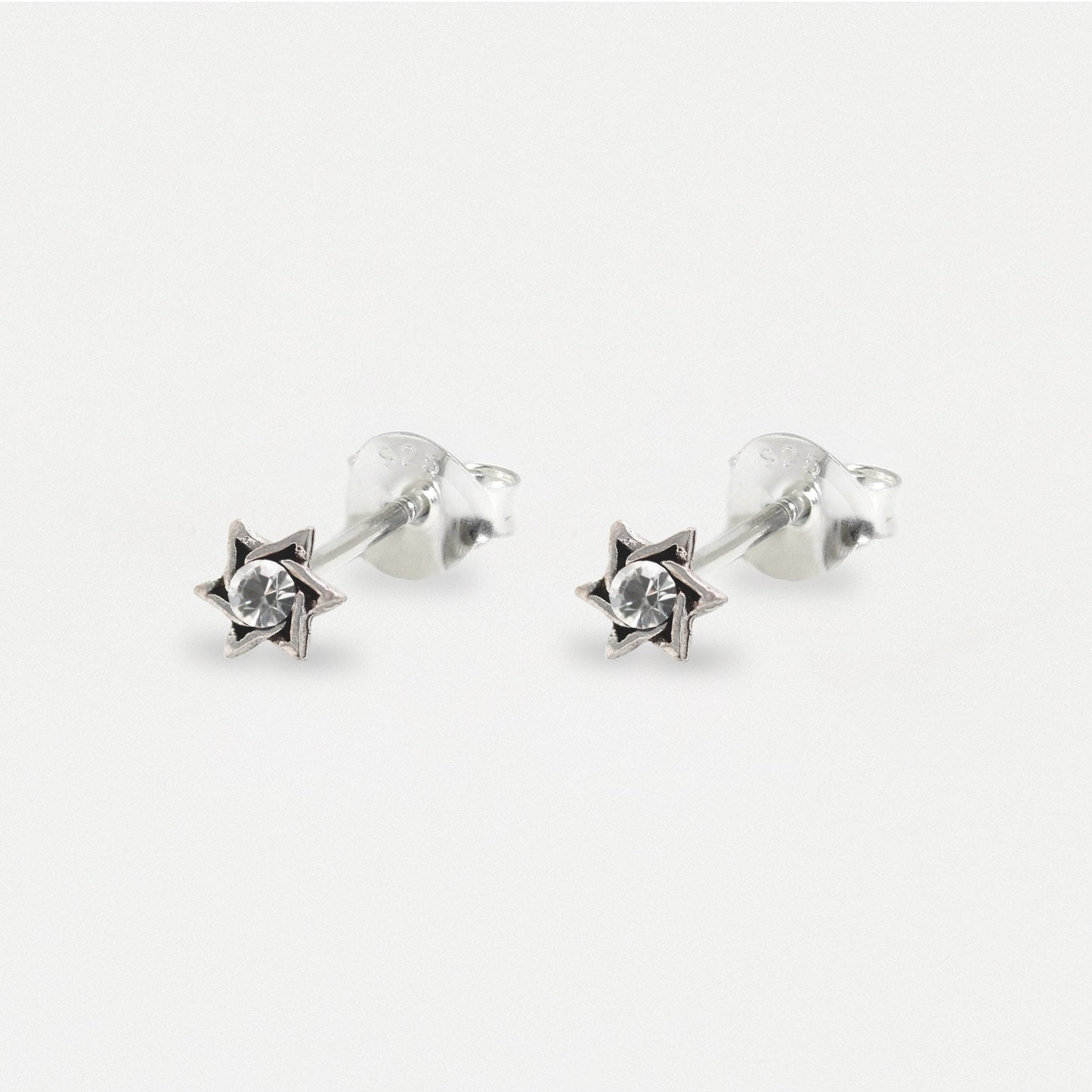 Silver Whirlwind Star Ear Studs