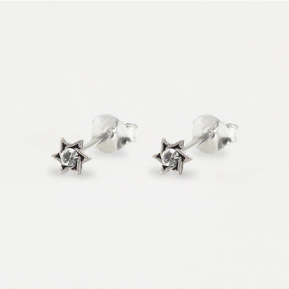 Silver Whirlwind Star Ear Studs