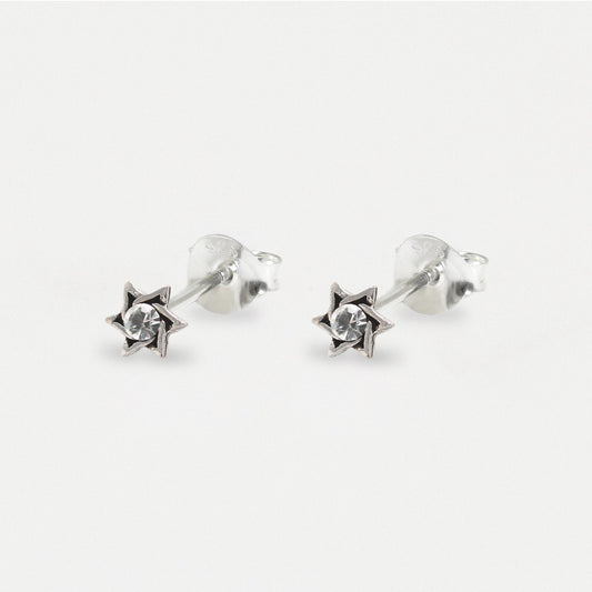 Silver Whirlwind Star Ear Studs