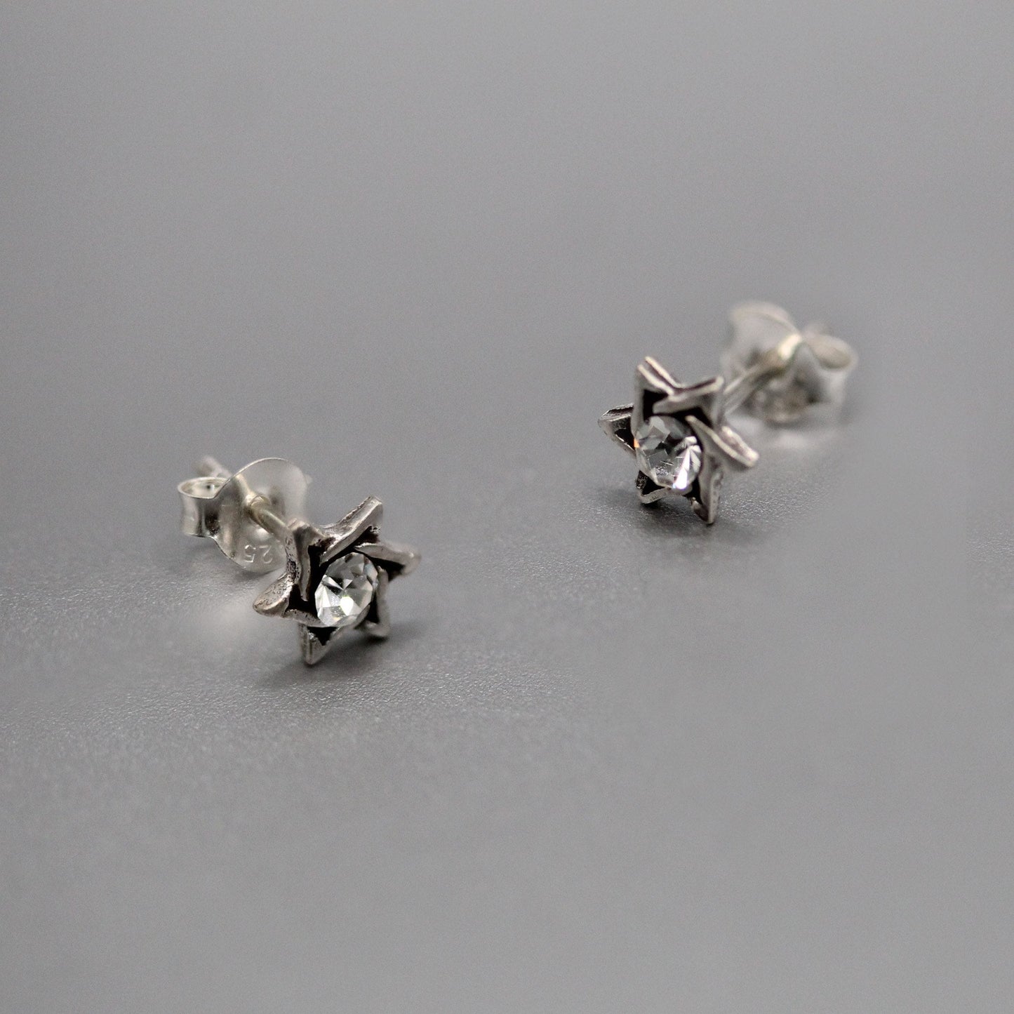 Silver Whirlwind Star Ear Studs