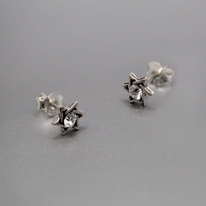 Silver Whirlwind Star Ear Studs