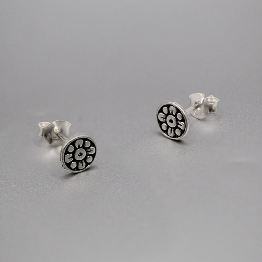 Silver Midnight Bloom Ear Studs