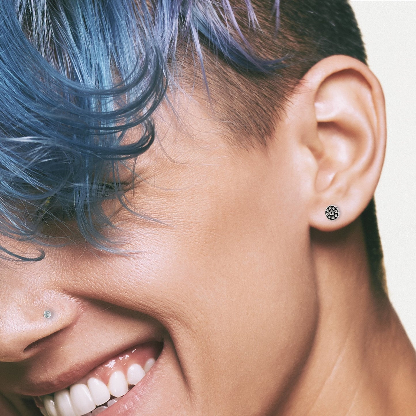 Silver Midnight Bloom Ear Studs