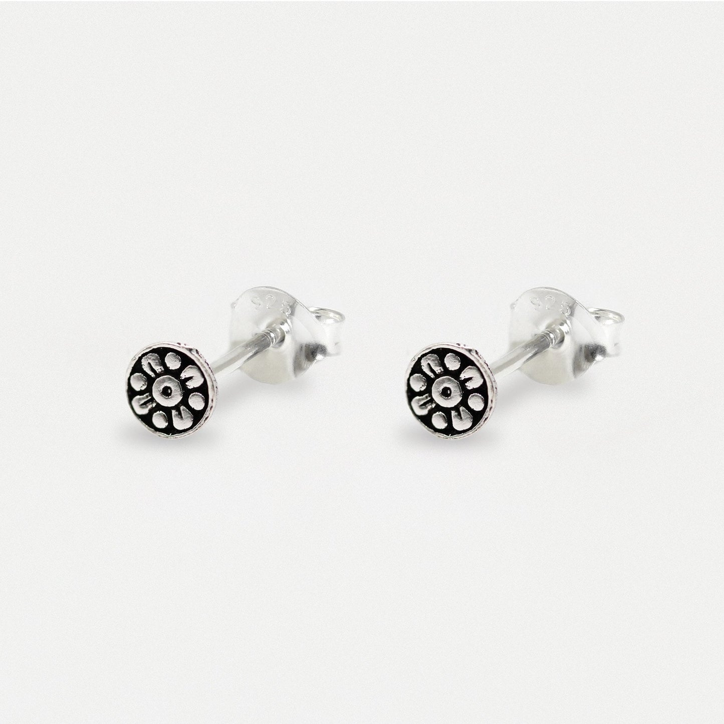 Silver Midnight Bloom Ear Studs