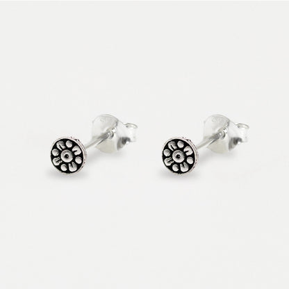 Silver Midnight Bloom Ear Studs