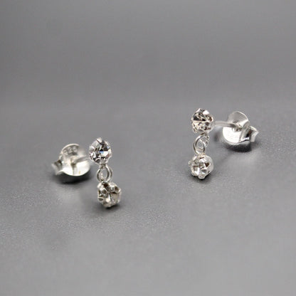 Silver Double Drop Gems Studs