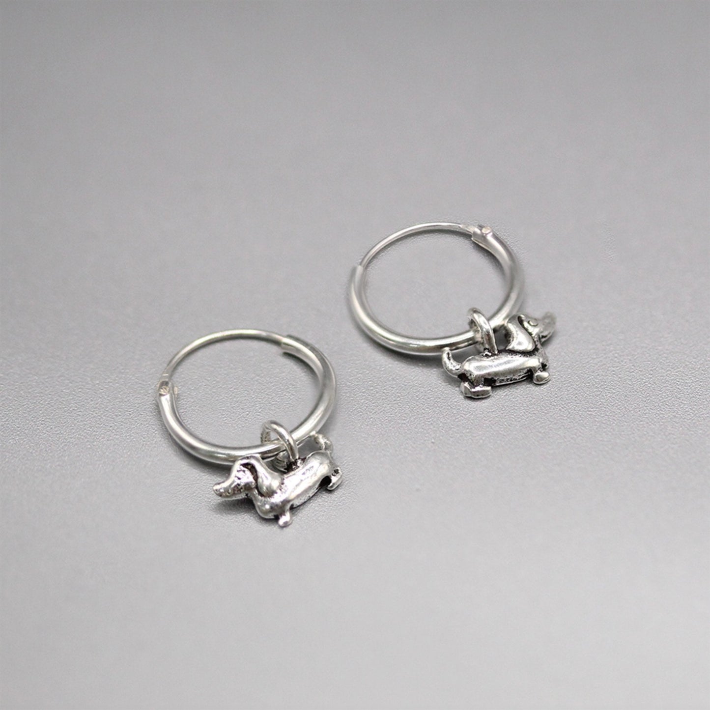 Silver Dachshund Delight Hoops - 12mm