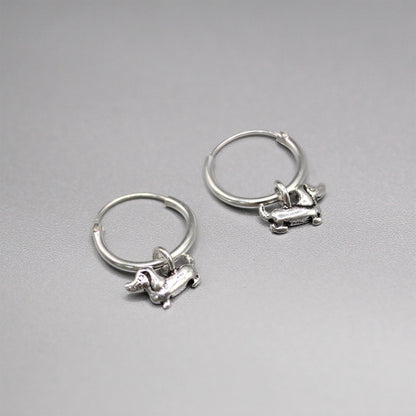 Silver Dachshund Delight Hoops - 12mm