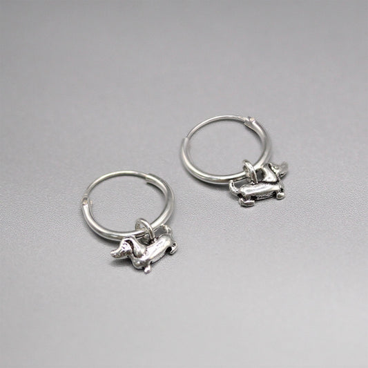 Silver Dachshund Delight Hoops - 12mm