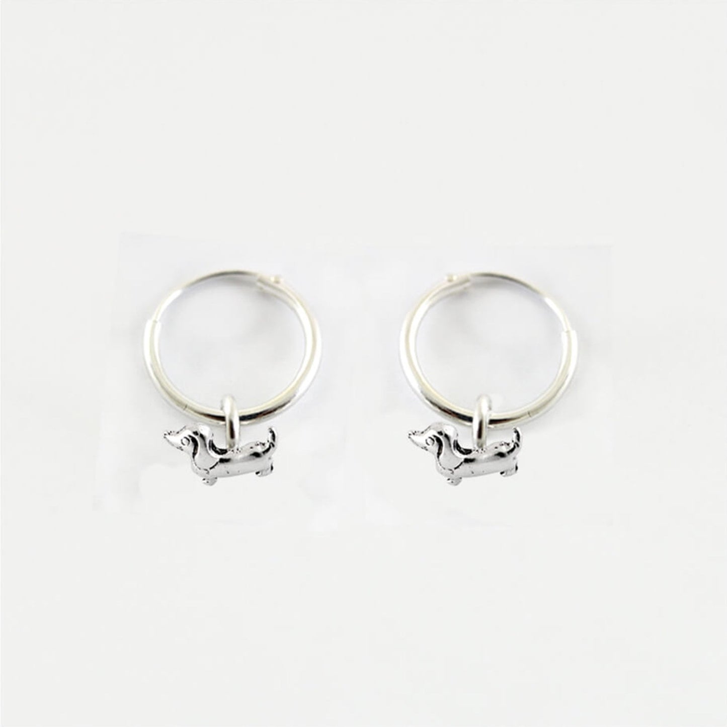Silver Dachshund Delight Hoops - 12mm