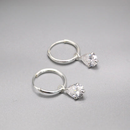 Silver Teardrop Sparkle Hoops - 12mm