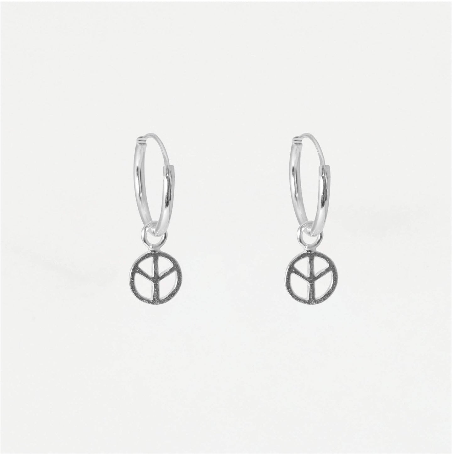 Silver Peace Sign Hoops - 12mm