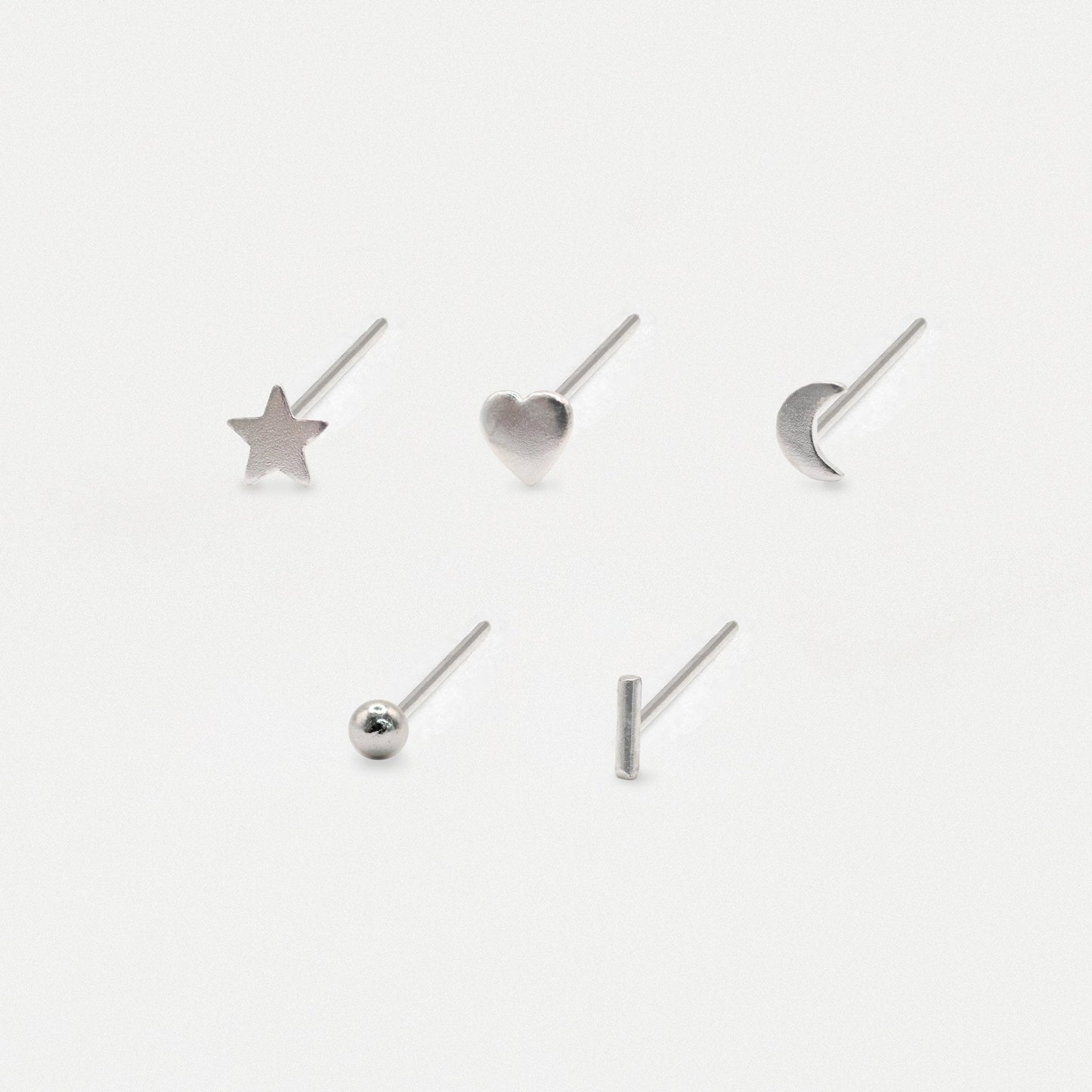 Silver Celestial and Classic Nose Pins - Mixed Shapes