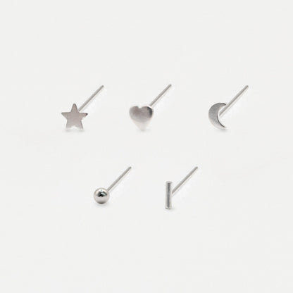 Silver Celestial and Classic Nose Pins - Mixed Shapes