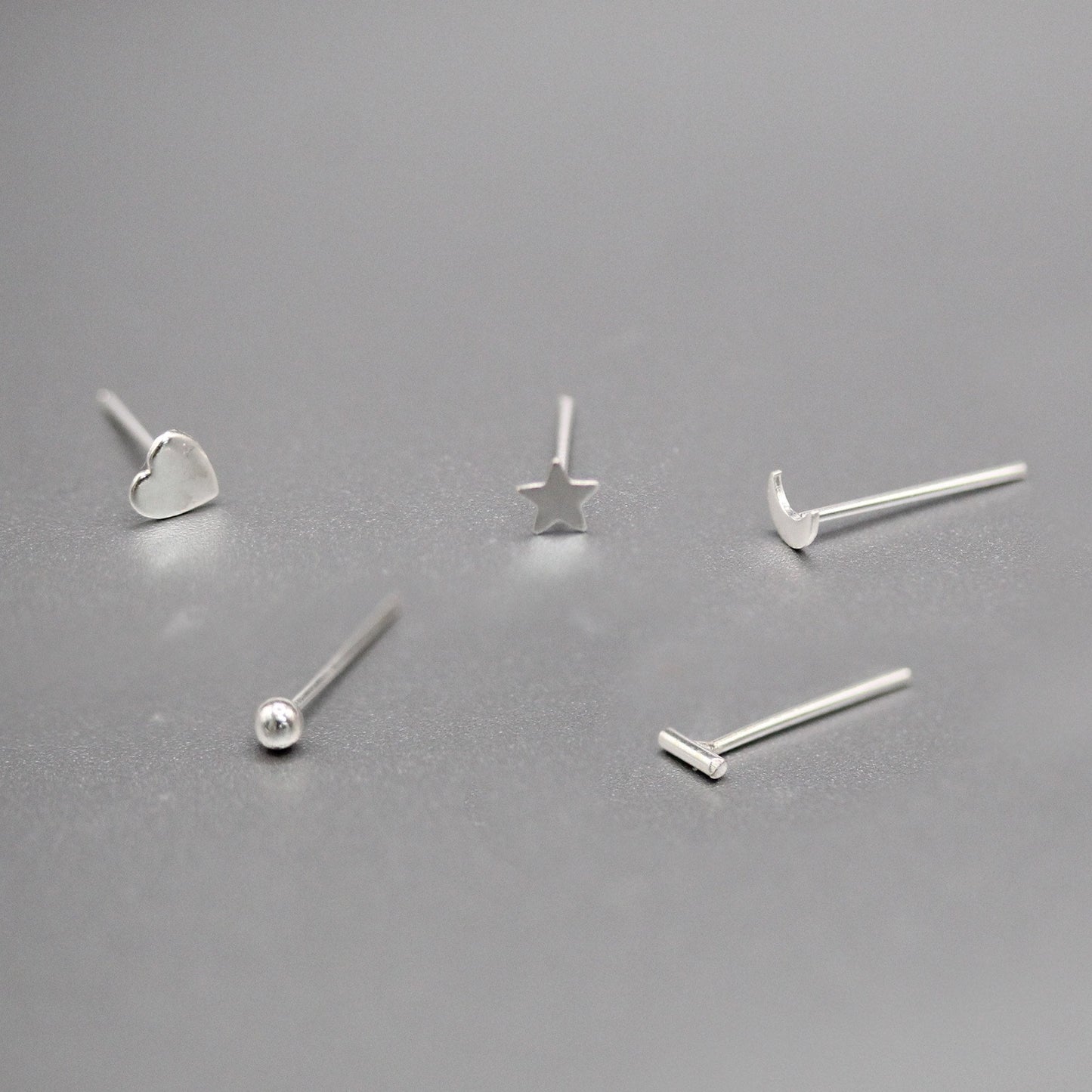 Silver Celestial and Classic Nose Pins - Mixed Shapes