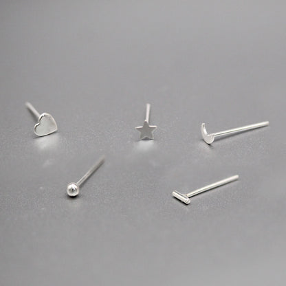 Silver Celestial and Classic Nose Pins - Mixed Shapes