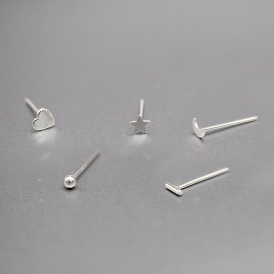Silver Celestial and Classic Nose Pins - Mixed Shapes
