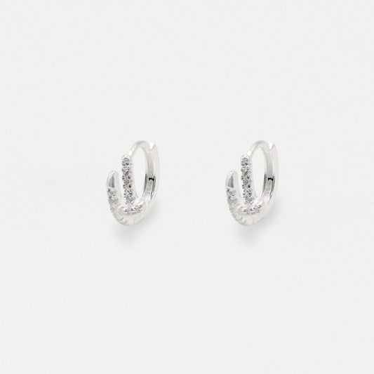 Silver Overlap Huggie - 10mm