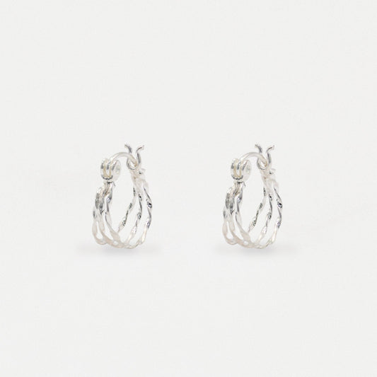 Silver Layered Loop Hoop - 12mm
