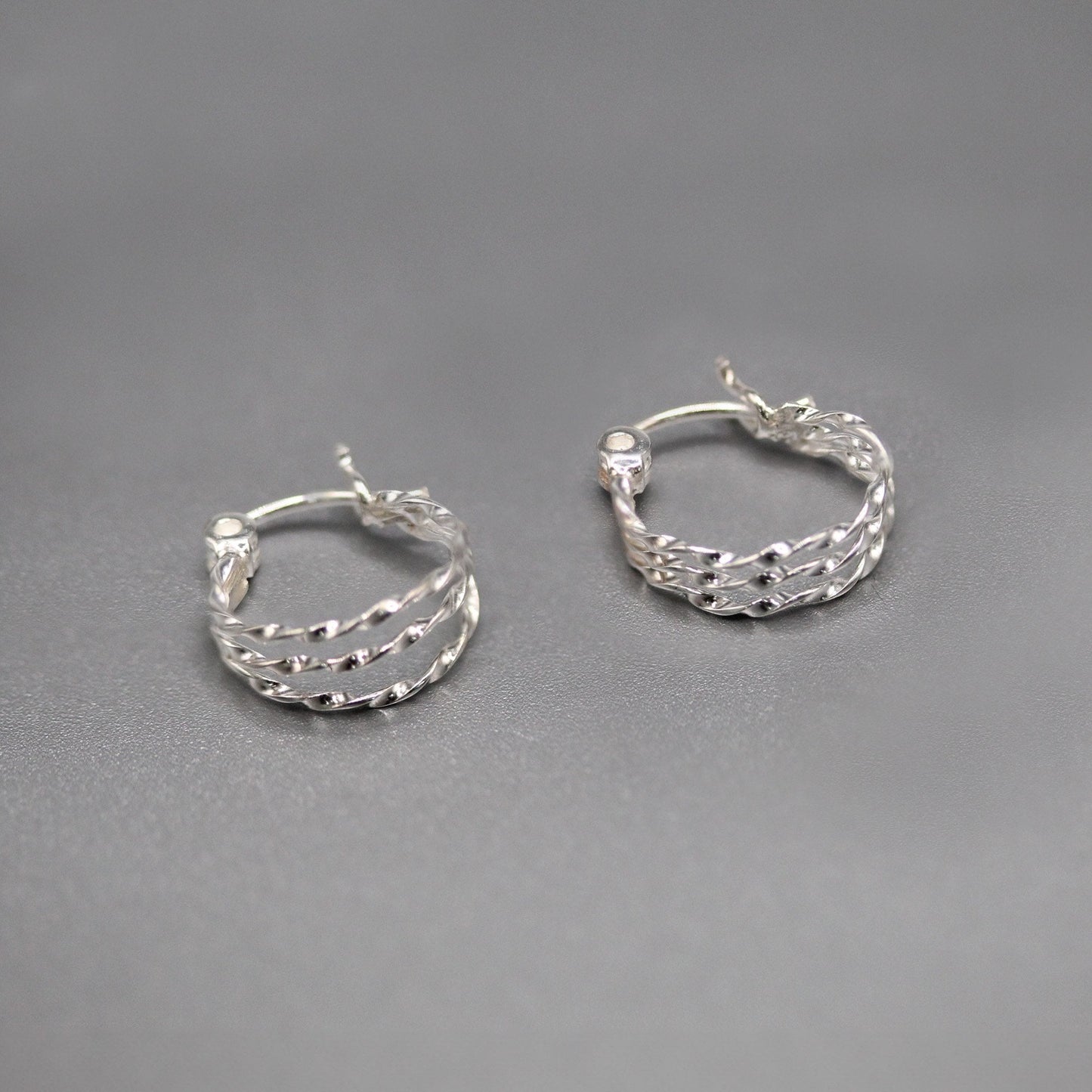 Silver Layered Loop Hoop - 12mm