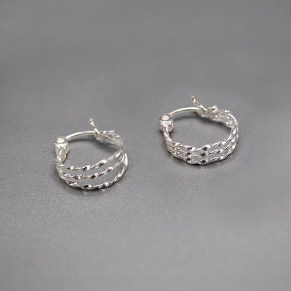 Silver Layered Loop Hoop - 12mm