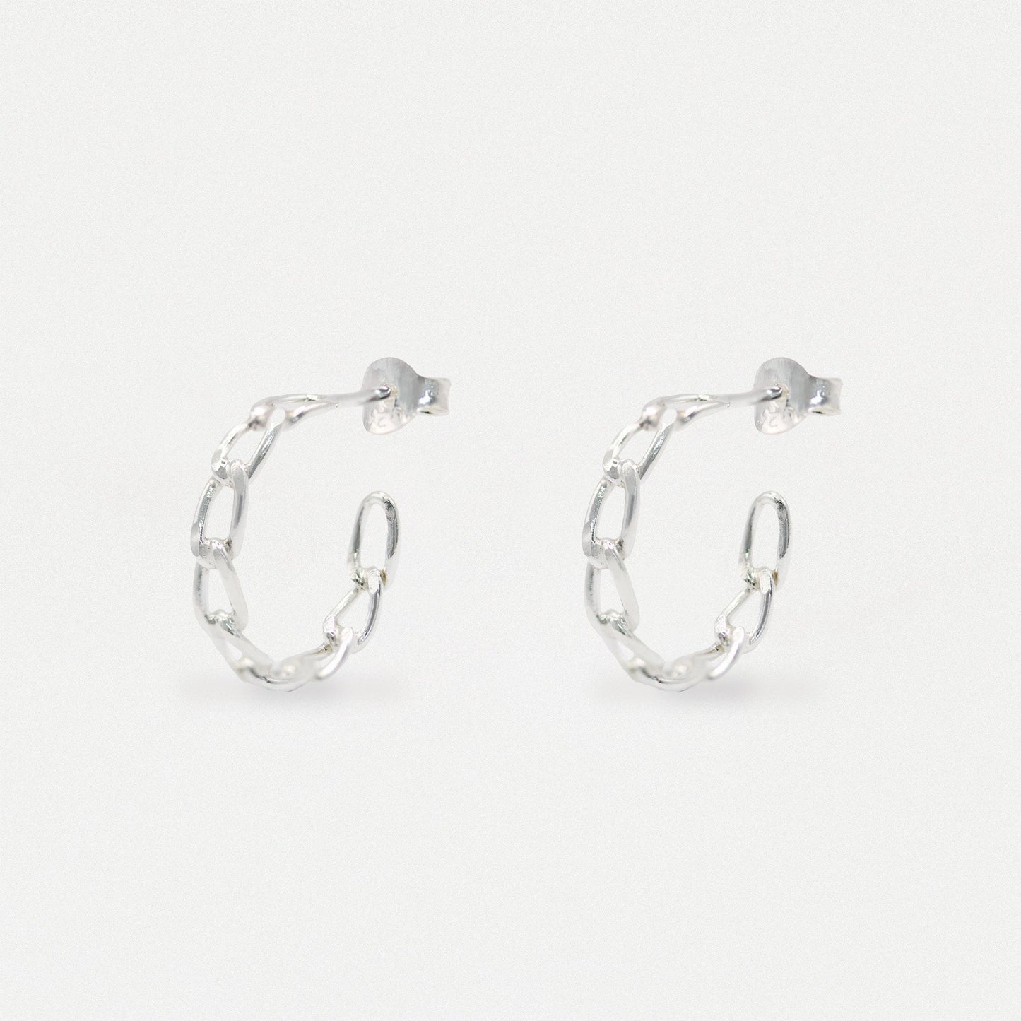 Silver Chain Link Half Hoops - 16mm