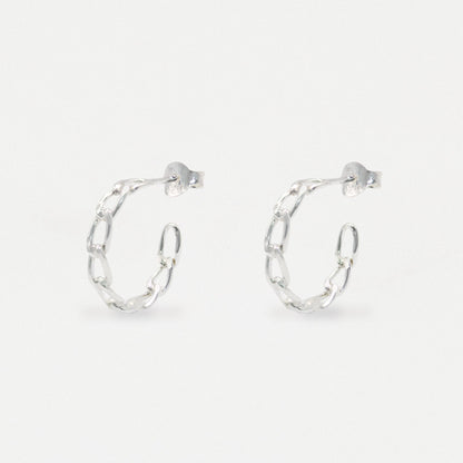 Silver Chain Link Half Hoops - 16mm