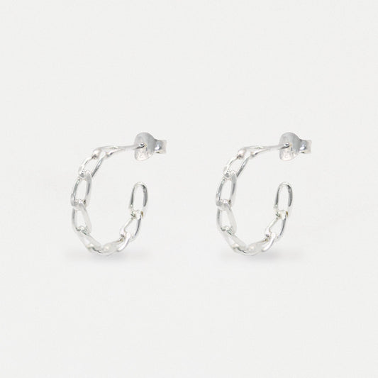Silver Chain Link Half Hoops - 16mm