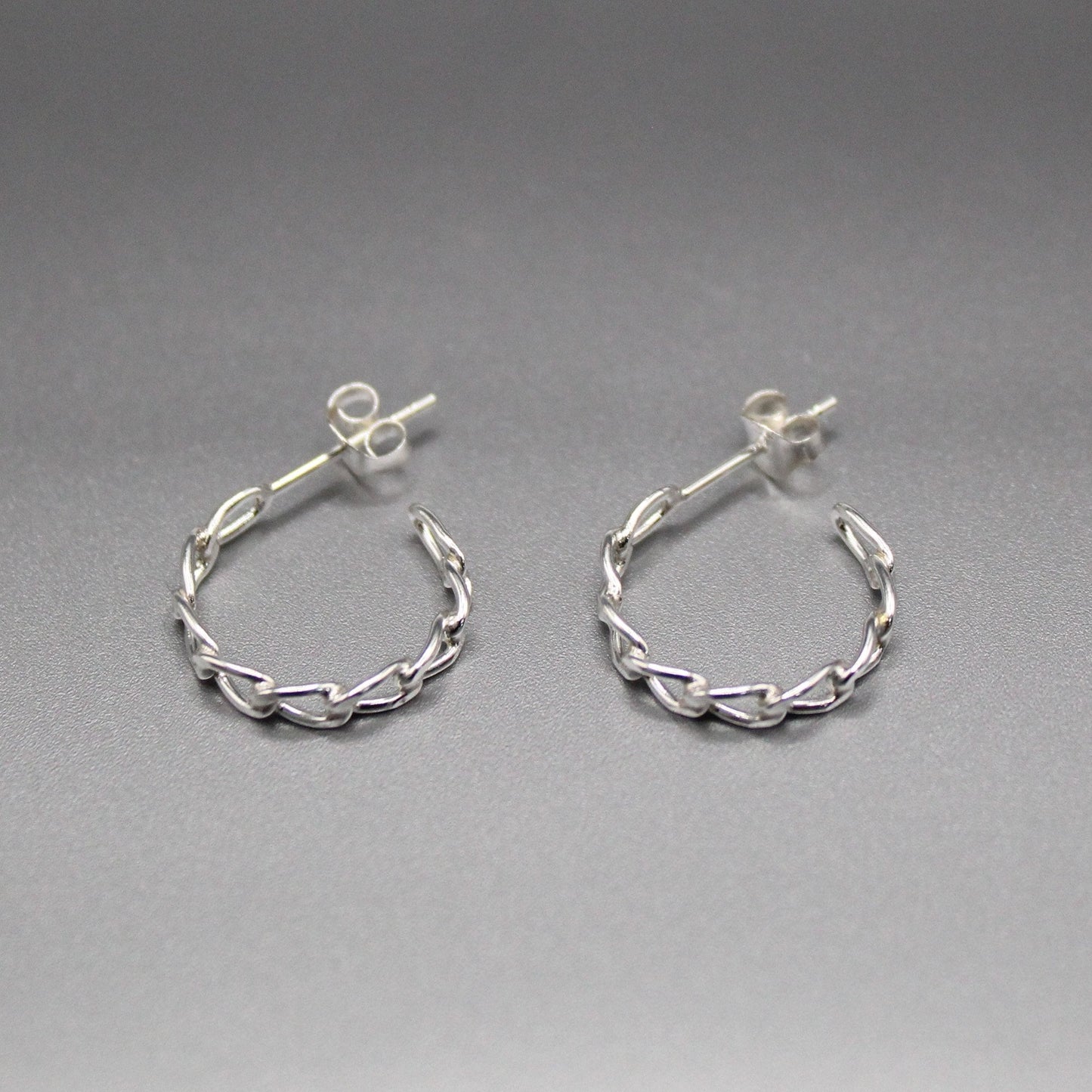 Silver Chain Link Half Hoops - 16mm