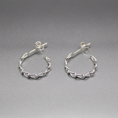 Silver Chain Link Half Hoops - 16mm