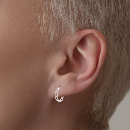 Silver Chain Link Half Hoops - 16mm