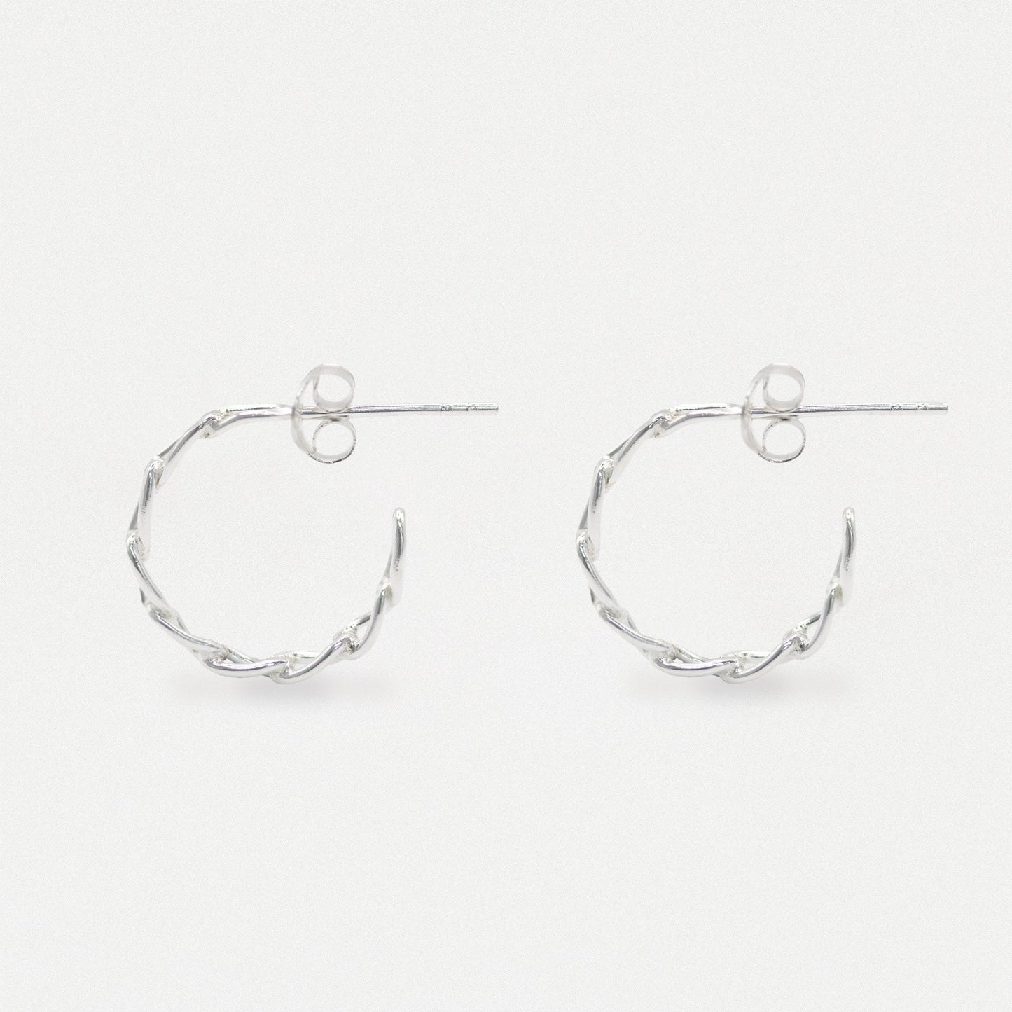 Silver Chain Link Half Hoops - 16mm