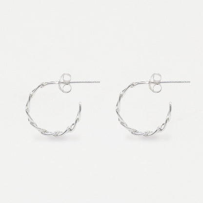 Silver Chain Link Half Hoops - 16mm