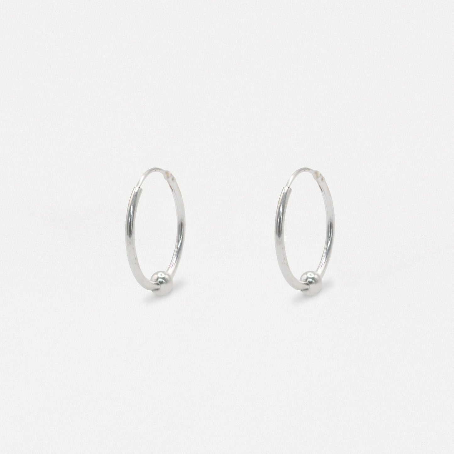 Silver Classic Ball Detail Hoop - 16mm