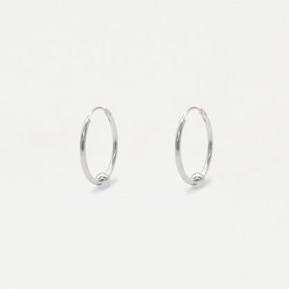 Silver Classic Ball Detail Hoop - 16mm