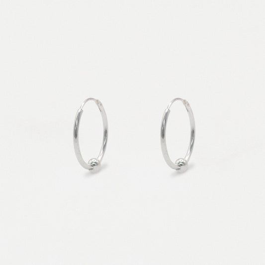 Silver Classic Ball Detail Hoop - 16mm