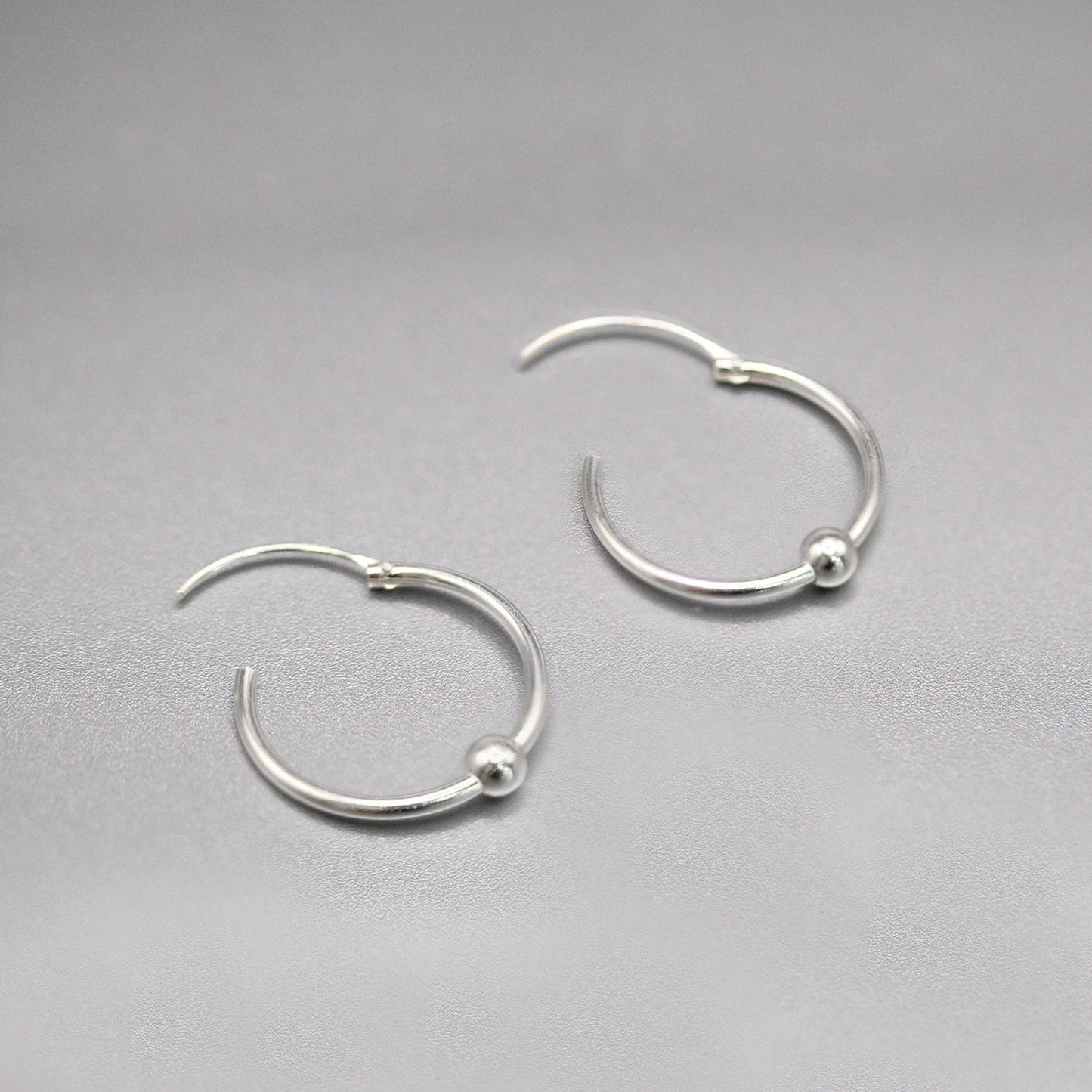 Silver Classic Ball Detail Hoop - 16mm