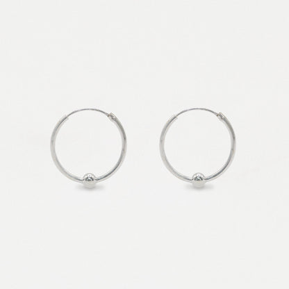 Silver Classic Ball Detail Hoop - 16mm