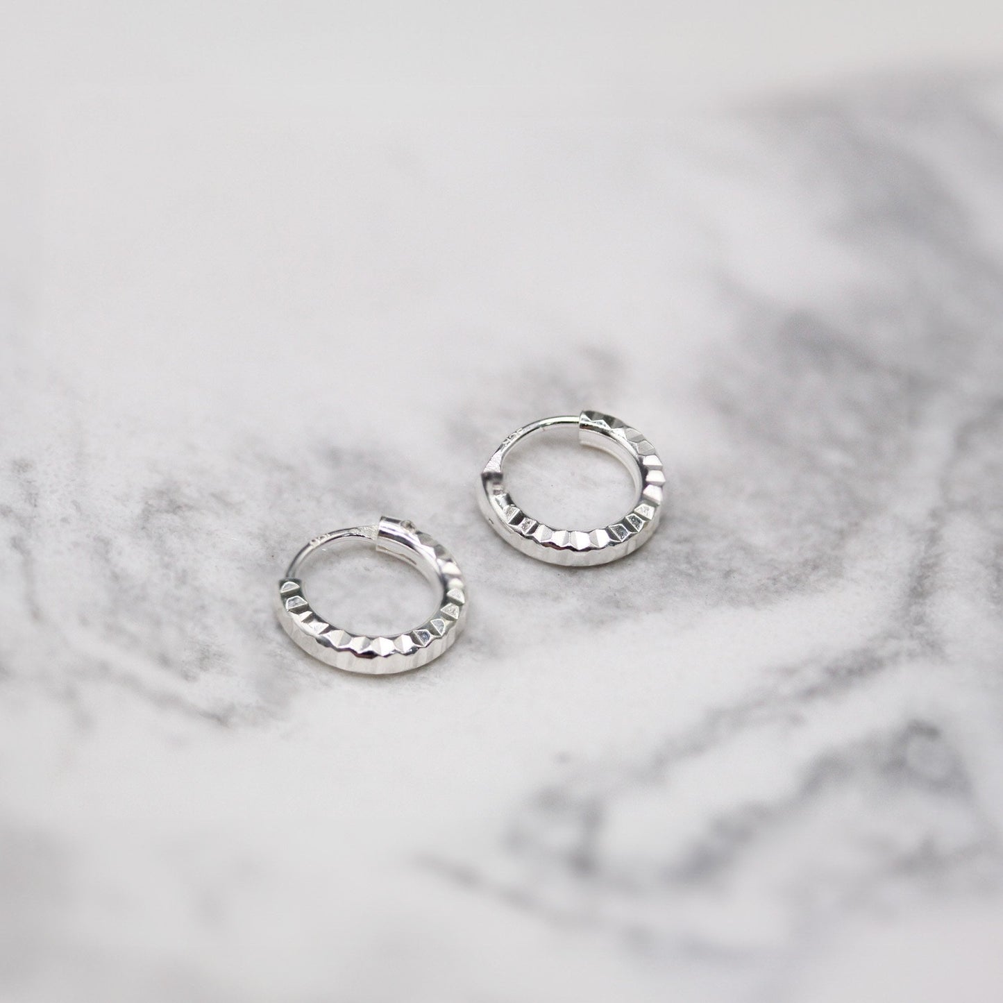 Silver Diamond Cut Hoop - 10mm