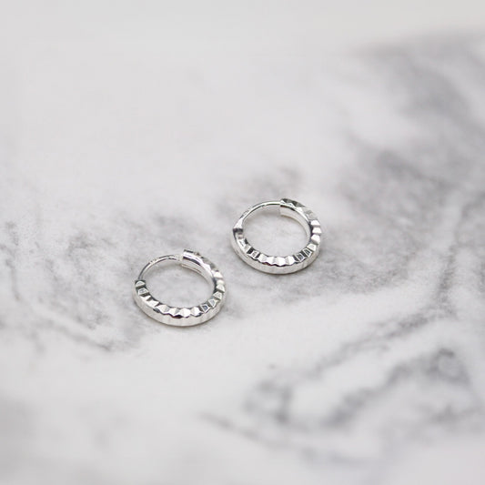 Silver Diamond Cut Hoop - 10mm