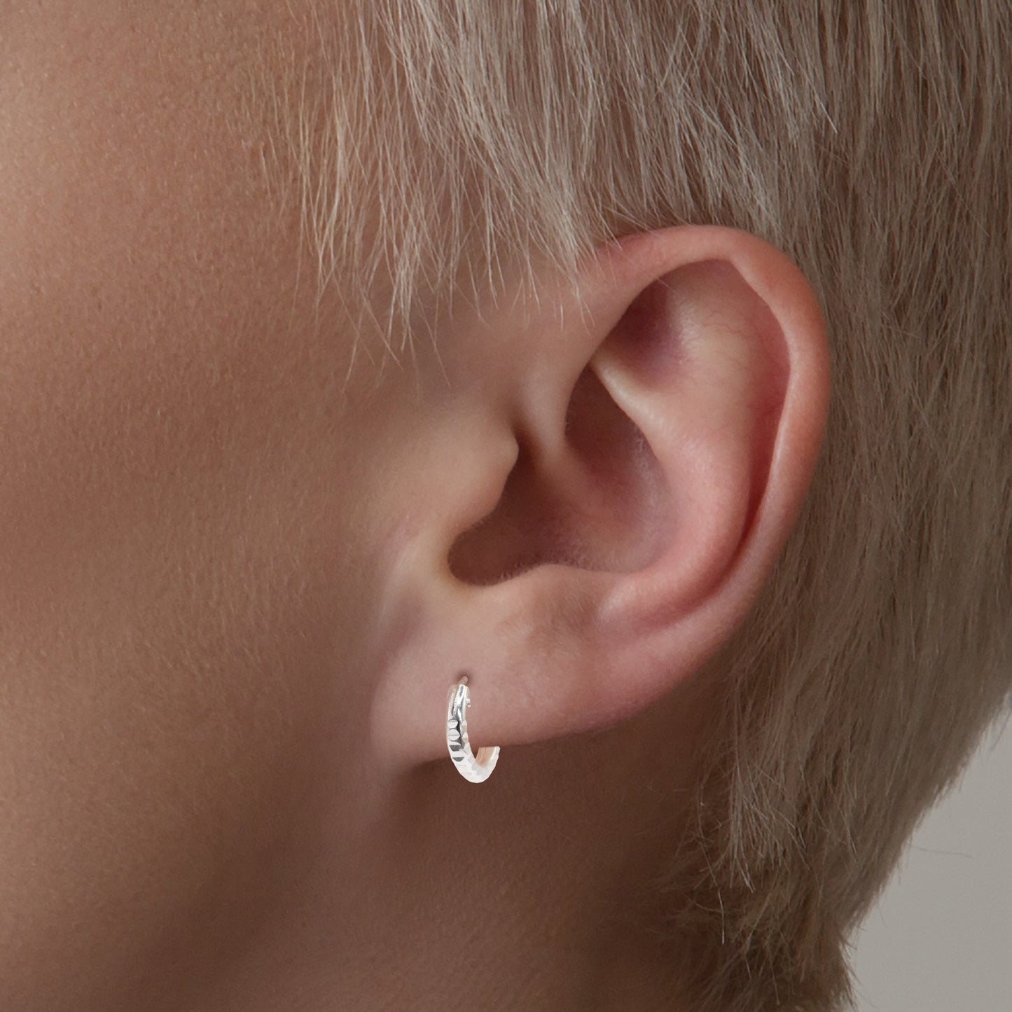 Silver Diamond Cut Hoop - 10mm