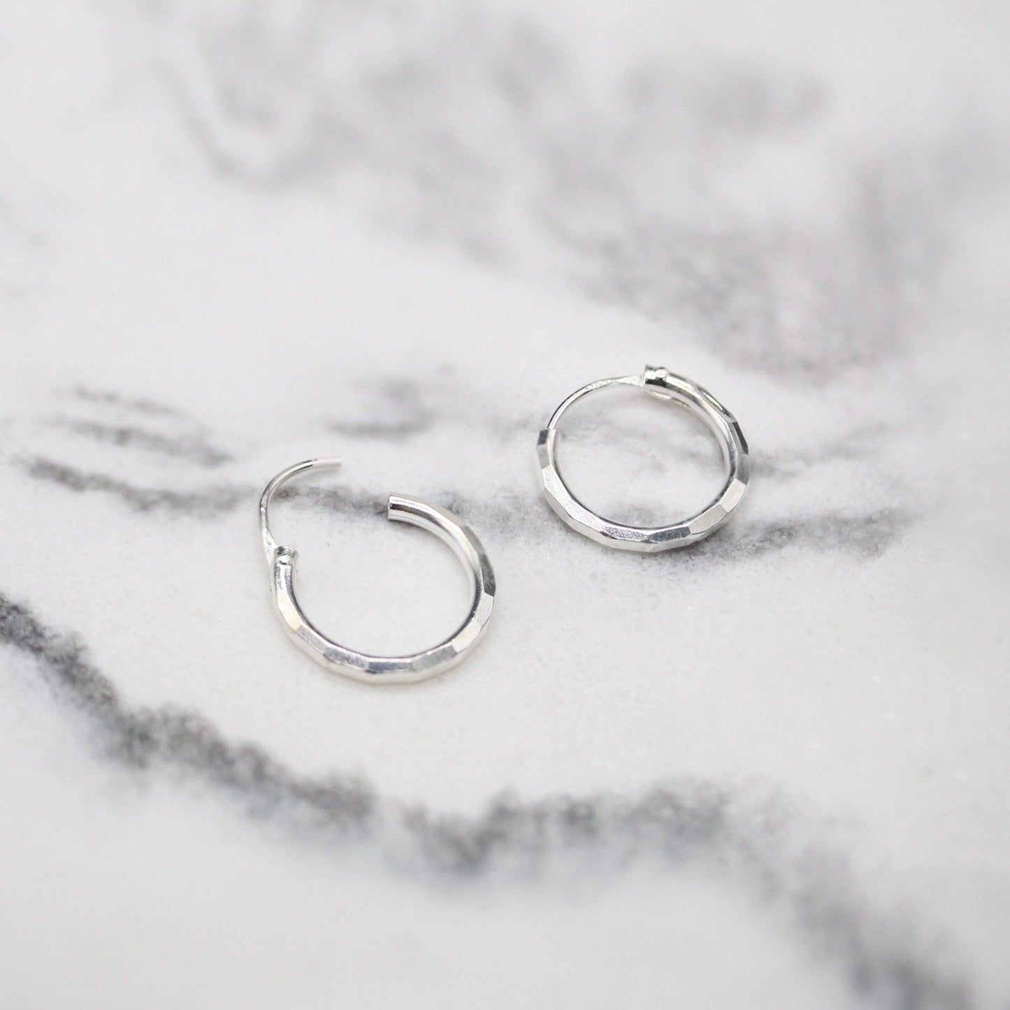 Silver Rippled Cut Hoop - 12mm