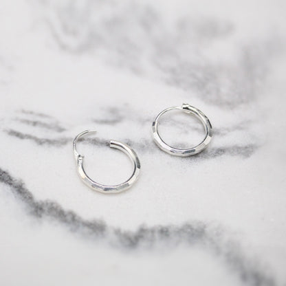 Silver Rippled Cut Hoop - 12mm