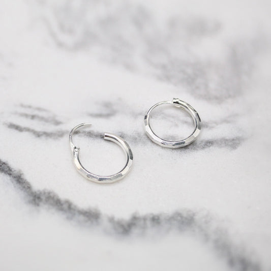 Silver Rippled Cut Hoop - 12mm