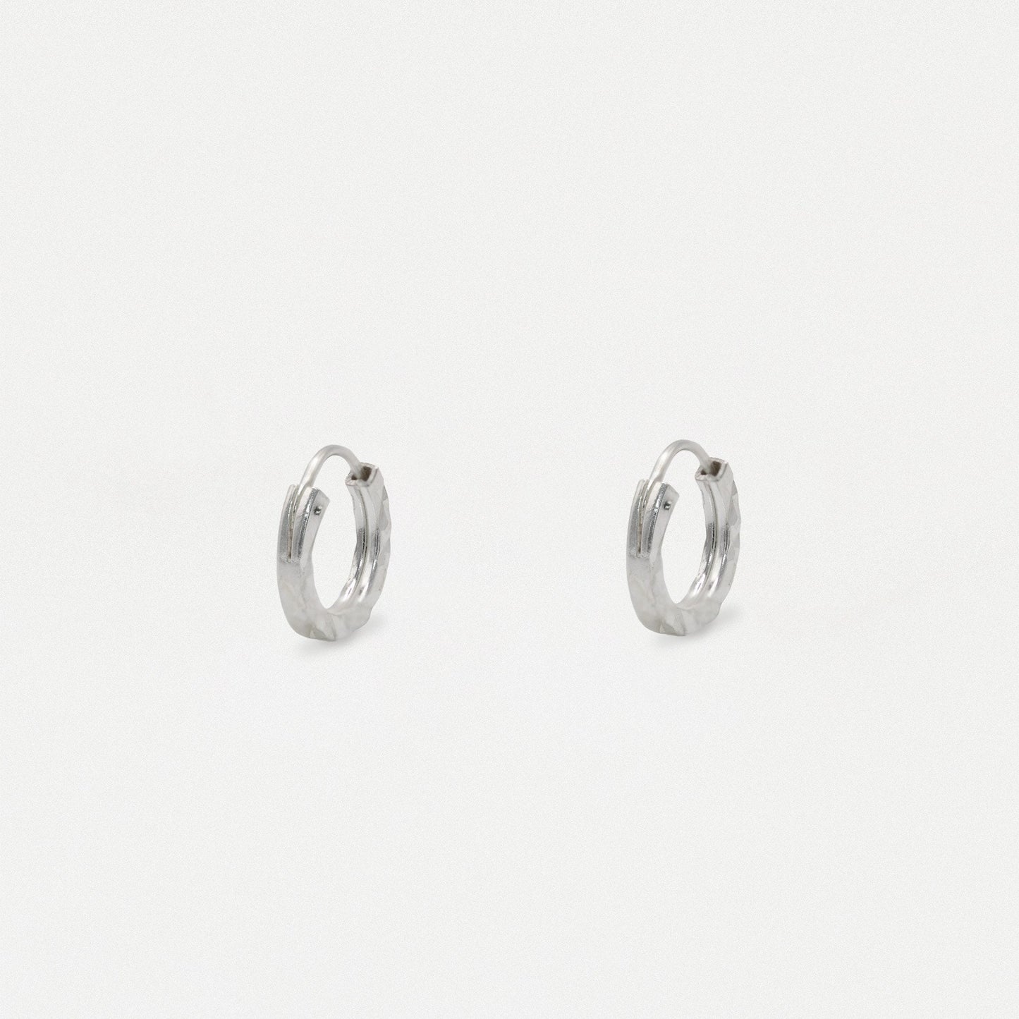 Silver Geometic Cut Hoop - 10mm
